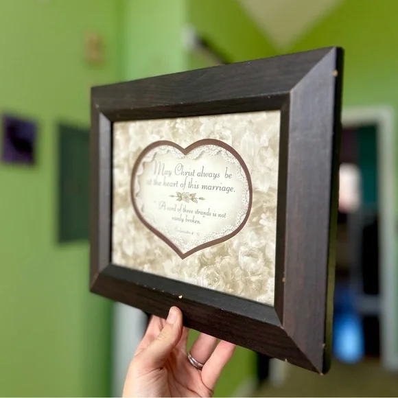 Vintage Framed Bible Verse Faith Based Marriage 3D Lace Wall Hanging Home Decor - Picture 2 of 6